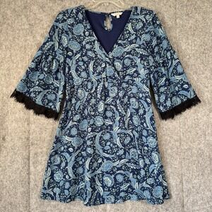Candie's Shift Mini Dress Womens Medium Fringe Festival Paisley Hippie Fairycore